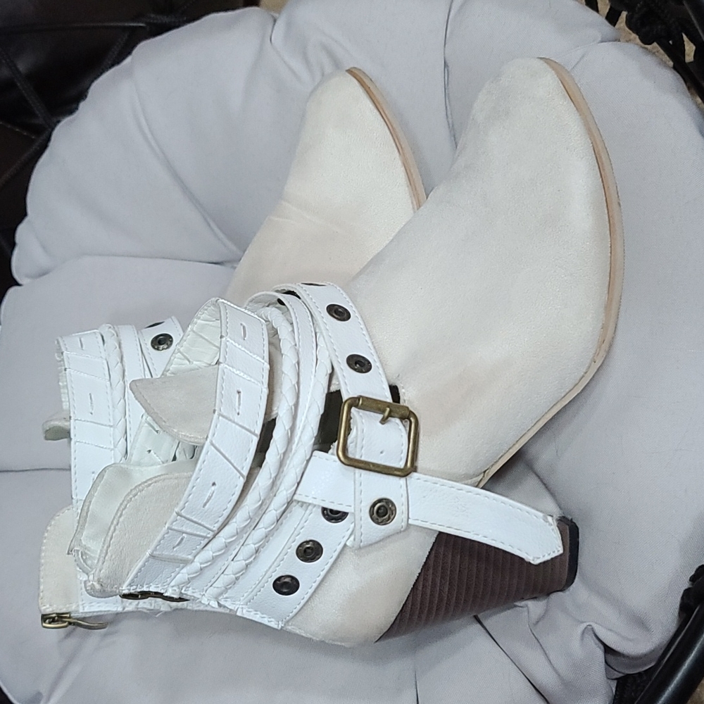 Sexy white ankle boots